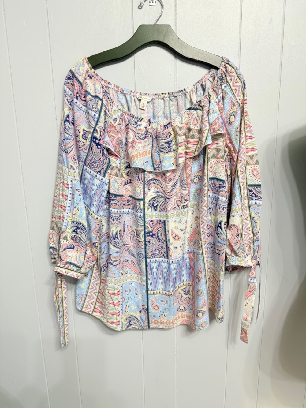 #7) Women’s Peasant Blouse - Pastel Paisley